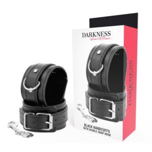 Darkness Bondage-Verstellbare Handschellen Schwarz mit Doppelband