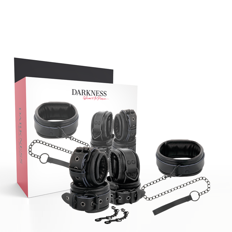 Darkness-Handschellen und Schwarz Leder Halsband · Bondage & Handschellen