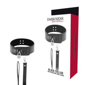 Darkness Bondage-BDSM-Halsband mit Schloss Schwarz-Kunstleder