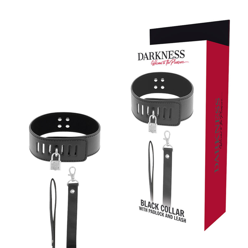 Darkness Bondage-BDSM-Halsband mit Schloss Schwarz-Kunstleder