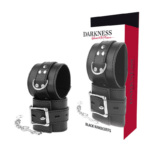 Darkness Bondage-Handschellen aus schwarzem ökologischem Leder · Sextoys