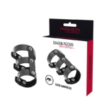Darkness Bondage-Doppelter einstellbarer Lederring für Penis und · Sextoys