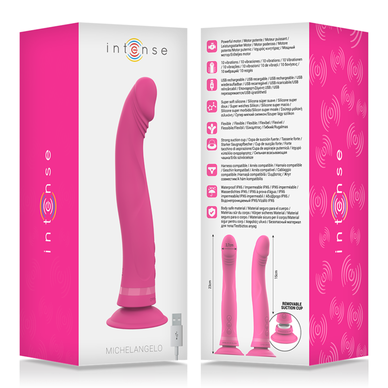 Intense High Tech-Michelangelo Dildo Vibrator Silikon Rosa-10 · Vibratoren (Bild 5)