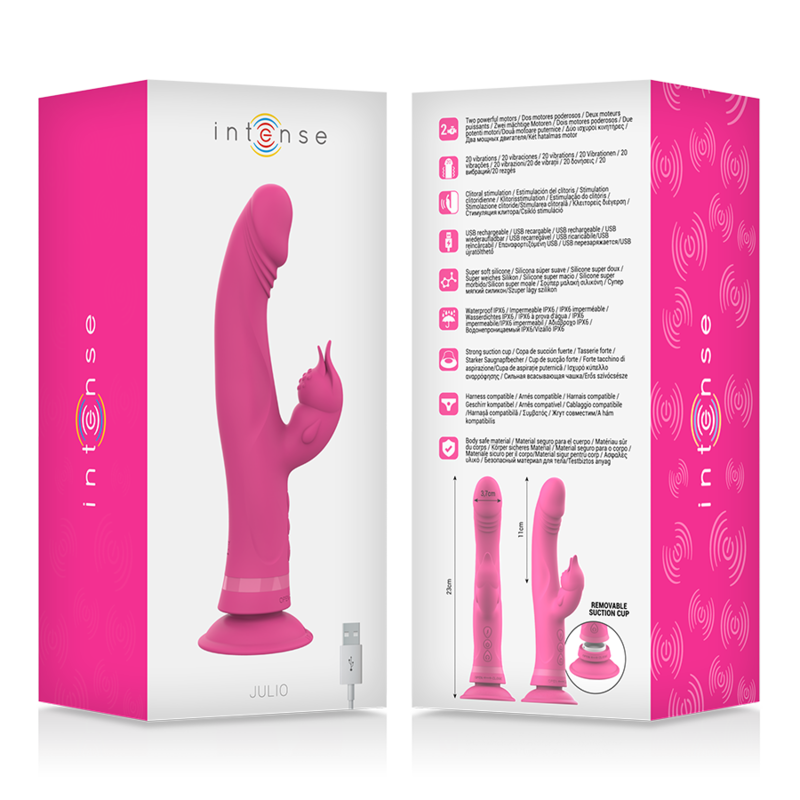 Intense High Tech-Julio Rabbit Vibrator Rosa aus Silikon-12 Geschwindigkeiten · Vibratoren (Bild 2)