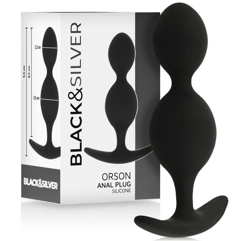 Black&silver-Orson Plug Silikon 2 Wellen Anal 9,5 cm · Sextoys (Bild 5)