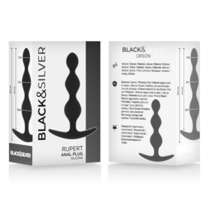 Black&silver-Rupert Kette von Analkugeln 10 cm-Silikon, Wasserdicht · Sextoys (Bild 2)