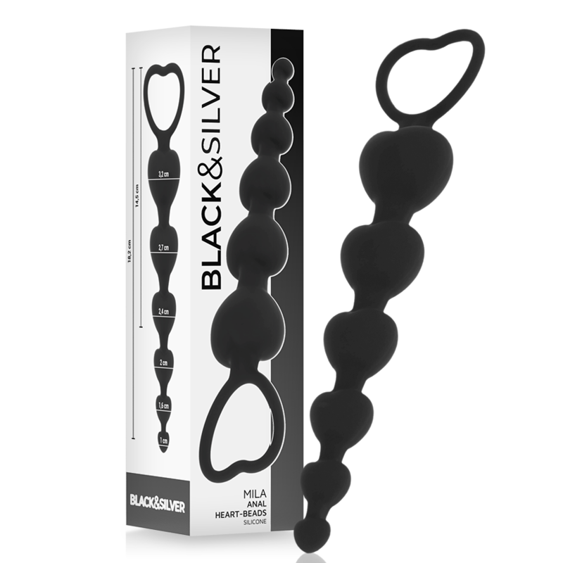 Black&silver-Mila Catena Anal ‚chain of Hearts‘ 18 cm-Silikon · Sextoys (Bild 6)