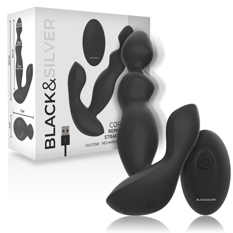 Black&silver-Cora Analplug in Silikon mit Fernbedienung · Vibratoren (Bild 5)