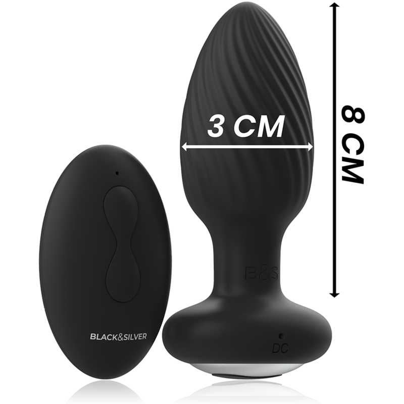 Black&silver-Welss Analplug Silikon Rotator · Vibratoren (Bild 4)