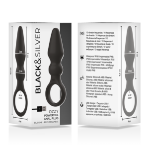 Black&silver-Ozzy Vibrator Analplug in Silikon · Vibratoren (Bild 2)