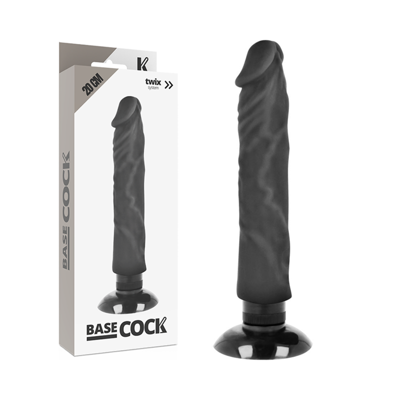 BASECOCK - REALISTIC VIBRATOR 2-1 FLESH 20 CM Basecock-Realistischer Vibrator 2 in 1 mit Saugnapf 20 cm · Vibratoren