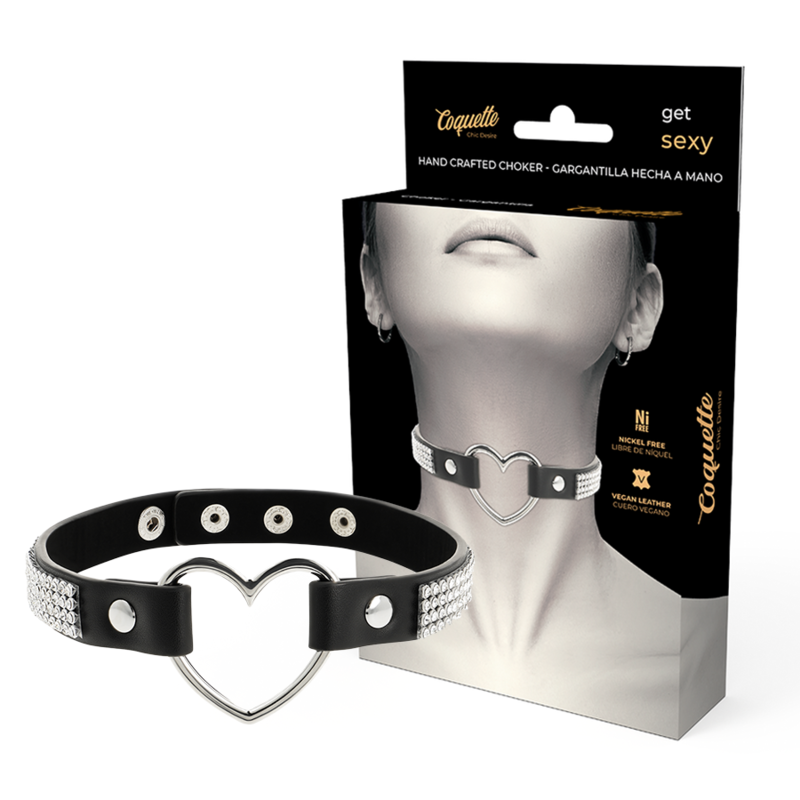 Coquette Accessories-Choker-Halsband aus veganem Leder mit Herz
