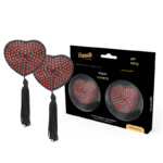 Coquette Accessories-Brustwarzen Abdeckungen Herz Schwarz/Rot · Sexy Damen-Dessous