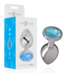 Intense Anal Toys-Analplug Metall mit Blau Kristall, Größe S · Spielzeug aus Glas & Metall