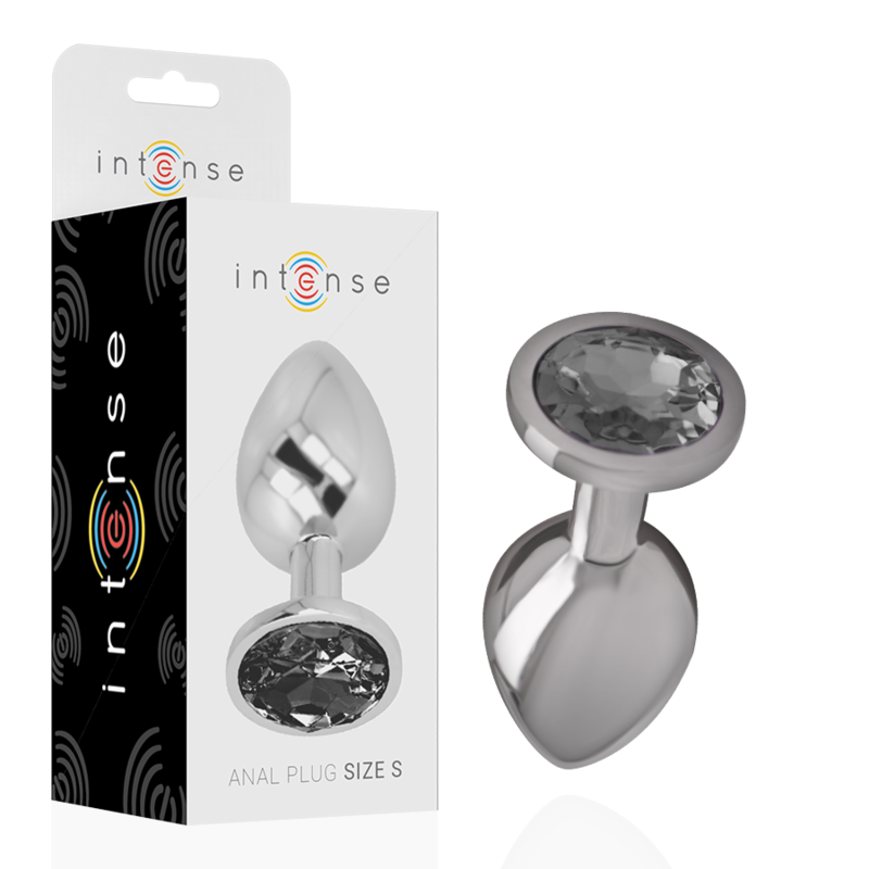 Intense Anal Toys-Analplug aus Aluminium mit Schwarz Kristall · Spielzeug aus Glas & Metall