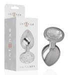 Intense Anal Toys-Analplug aus Aluminium mit Kristall-Silber, Größe S · Spielzeug aus Glas & Metall