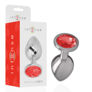 Intense Anal Toys-Analplug Metall Aluminium mit Rot Kristall · Spielzeug aus Glas & Metall