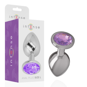 Intense Anal Toys-Analplug Metall Aluminium mit Lila Kristall · Spielzeug aus Glas & Metall