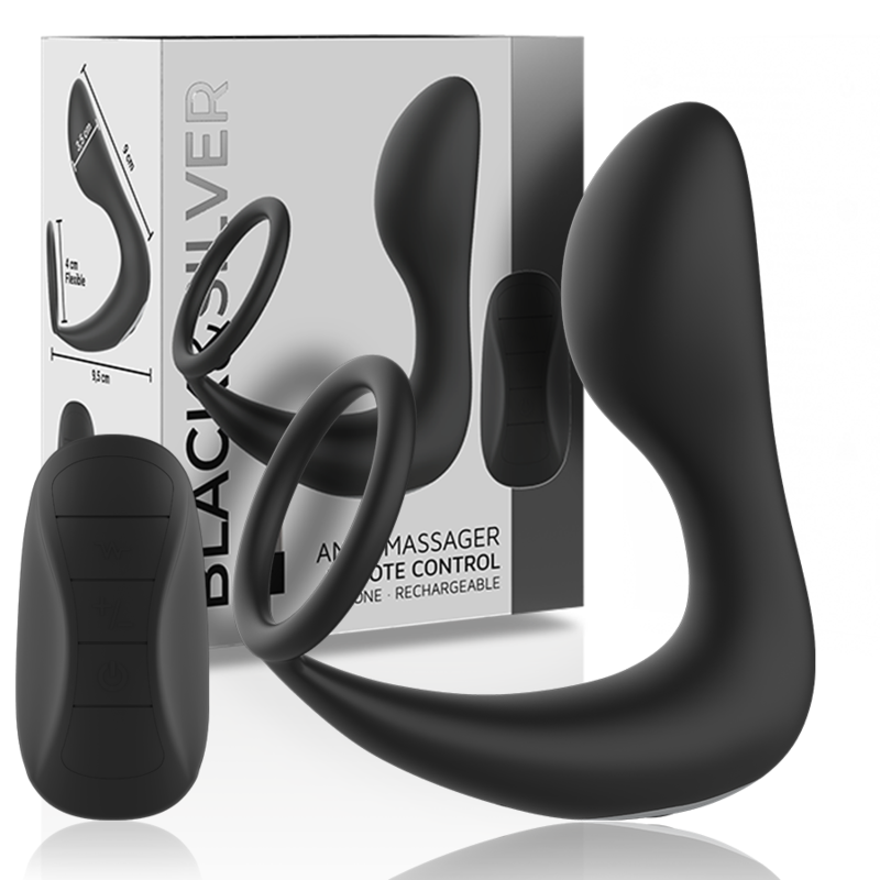Black&silver-Analmassage mit Fernbedienung Wiederaufladbar aus Silikon · Vibratoren (Bild 6)