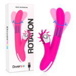 Diversia-Bunny Rotation 24 cm-Silikon, 7 Geschwindigkeiten, Wiederaufladbar, USB · Vibratoren