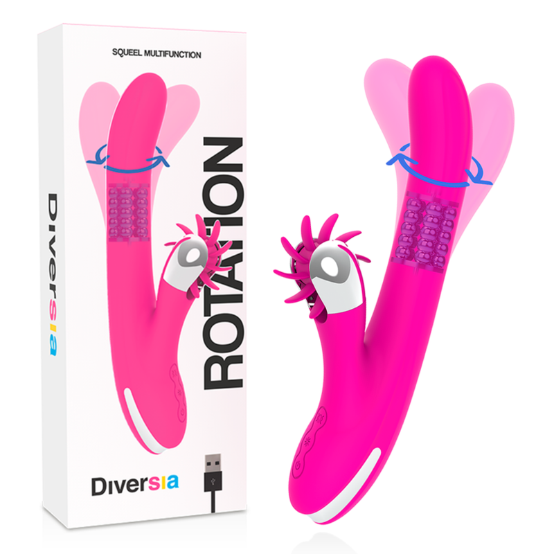 Diversia-Bunny Rotation 24 cm-Silikon, 7 Stufen, wiederaufladbar, USB
