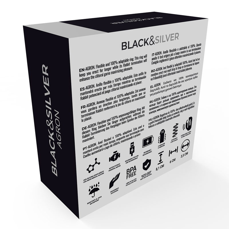 Black&silver-Agron Ring 2.O Vibrationsring Wiederaufladbar-Silikon · Sextoys (Bild 2)