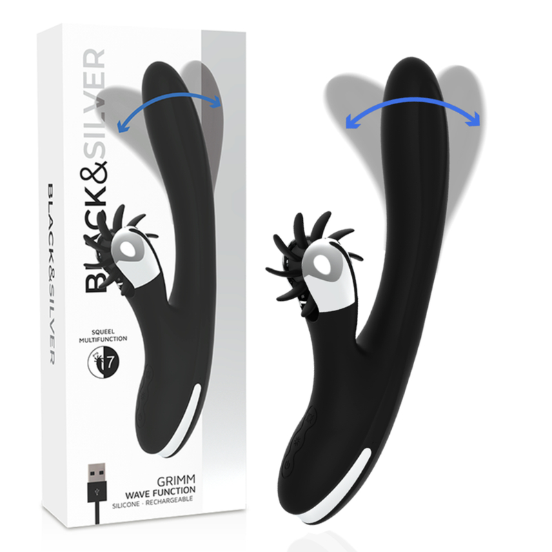 Black&silver-Bunny Grimm Wave Function-Silikon, 7 Geschwindigkeiten · Vibratoren (Bild 9)