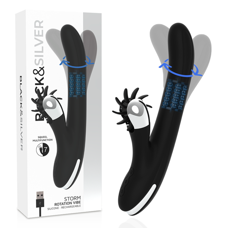 Black&silver-Bunny Storm Drehung Vibe-Silikon, 7 Geschwindigkeiten · Vibratoren (Bild 9)