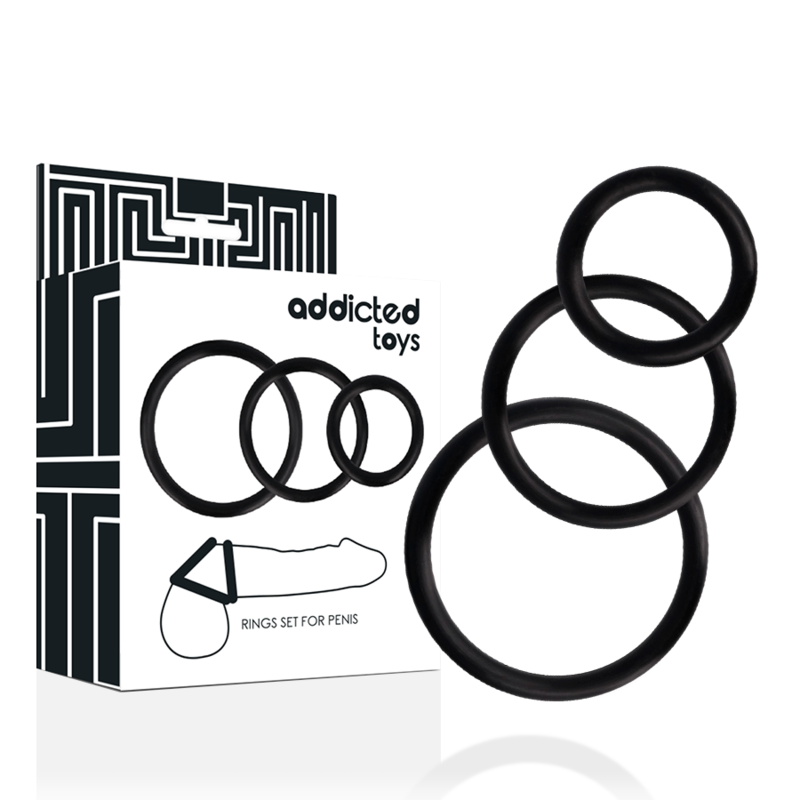 Addicted Toys-Penisring-Set, Schwarz · Sextoys (Bild 3)
