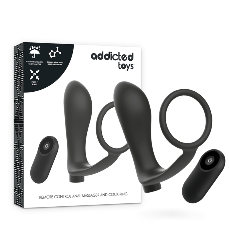 Addicted Toys-Penis Ring mit Analplug mit Fernbedienung, Schwarz · Vibratoren (Bild 8)
