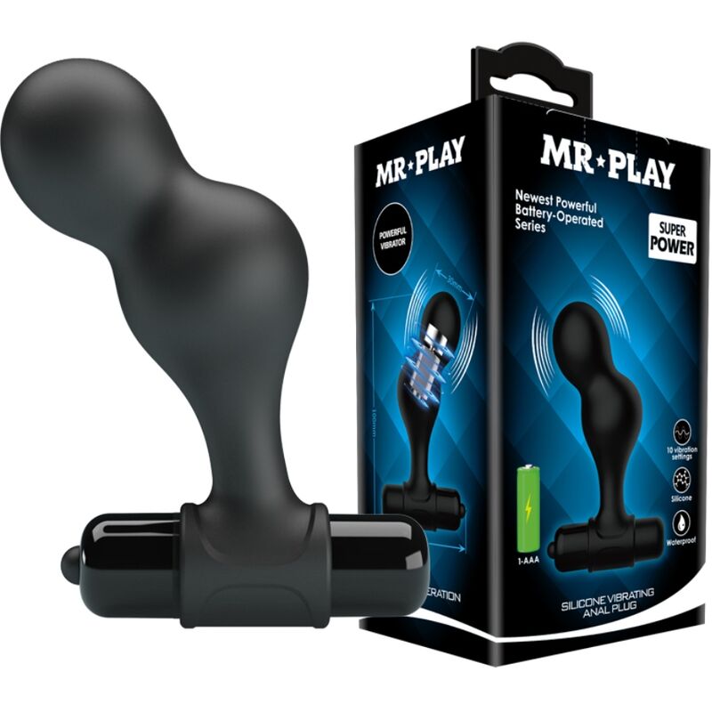 Mr Play-Anal vibrierende Stecker aus Silikon Schwarz-10 Geschwindigkeiten · Sextoys (Bild 9)