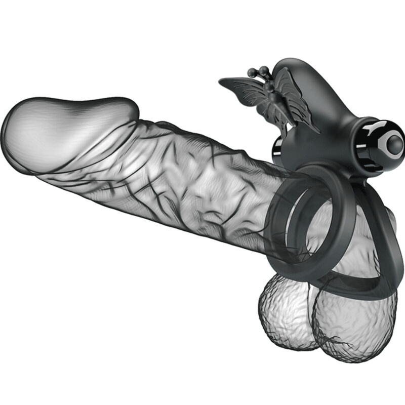For Him-Ring Vibrator Doppel mit Stimulator Schwarz-Silikon, 10 Geschwindigkeiten · Sextoys (Bild 7)
