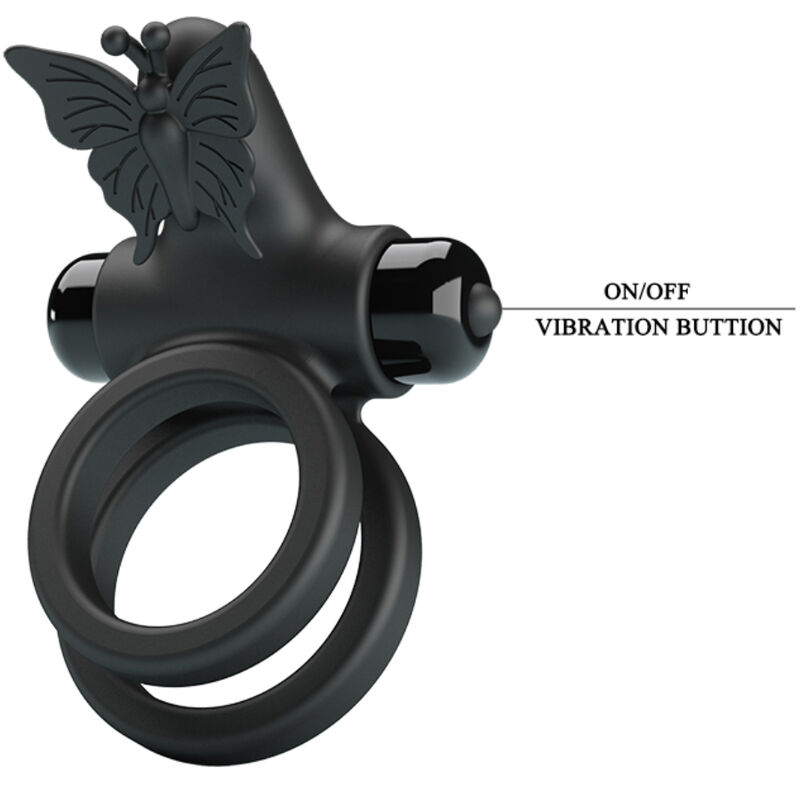 For Him-Ring Vibrator Doppel mit Stimulator Schwarz-Silikon, 10 Geschwindigkeiten · Sextoys (Bild 6)
