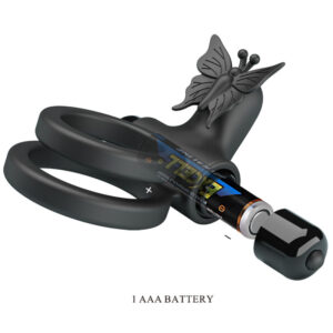 For Him-Ring Vibrator Doppel mit Stimulator Schwarz-Silikon, 10 Geschwindigkeiten · Sextoys (Bild 4)