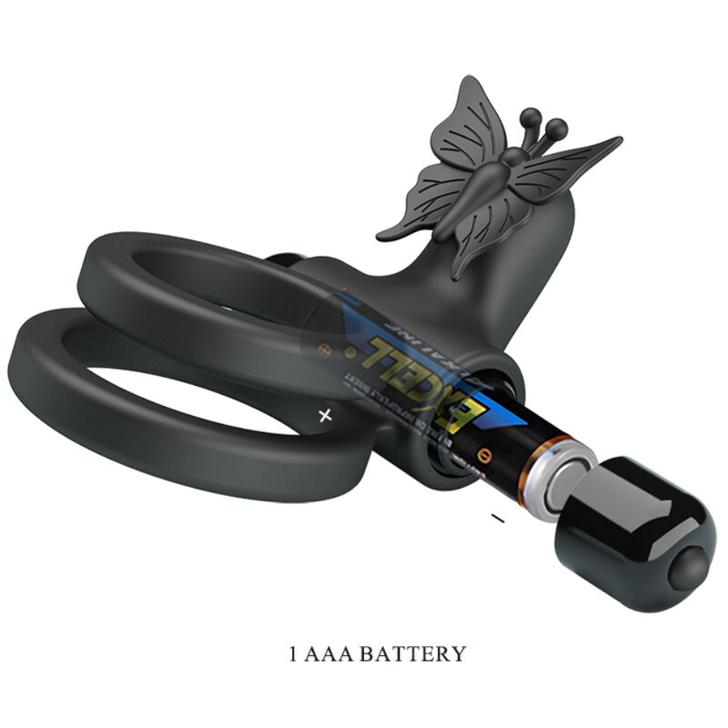 For Him-Ring Vibrator Doppel mit Stimulator Schwarz-Silikon, 10 Geschwindigkeiten · Sextoys (Bild 4)