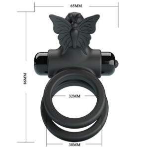 For Him-Ring Vibrator Doppel mit Stimulator Schwarz-Silikon, 10 Geschwindigkeiten · Sextoys (Bild 3)