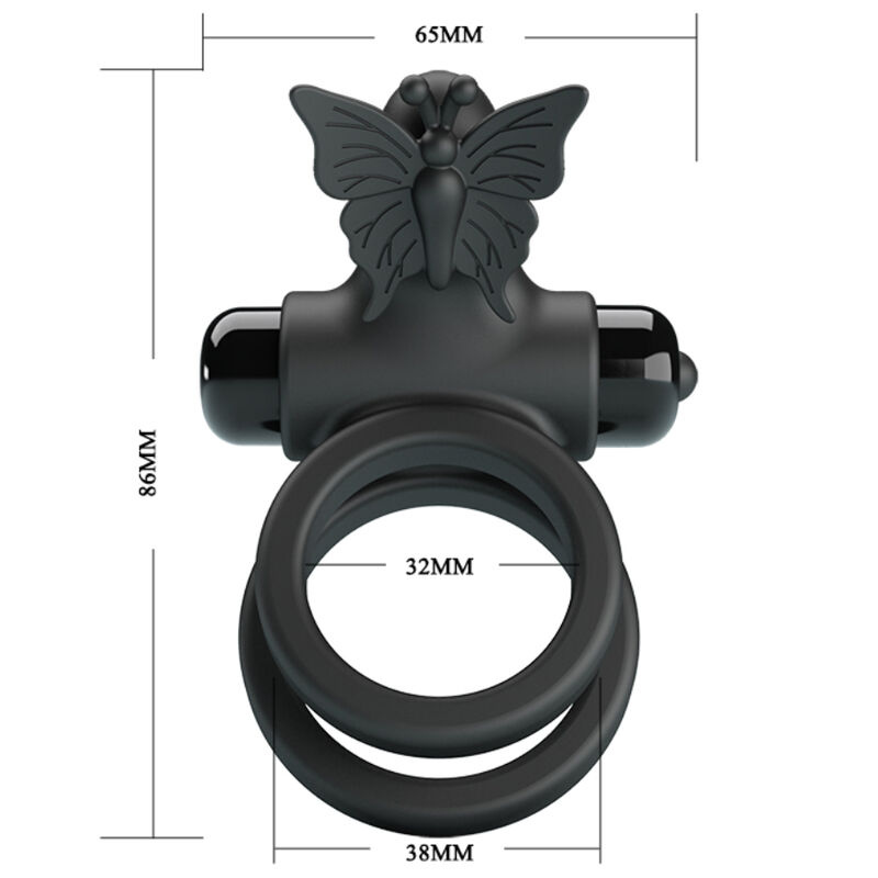 For Him-Ring Vibrator Doppel mit Stimulator Schwarz-Silikon, 10 Geschwindigkeiten · Sextoys (Bild 3)