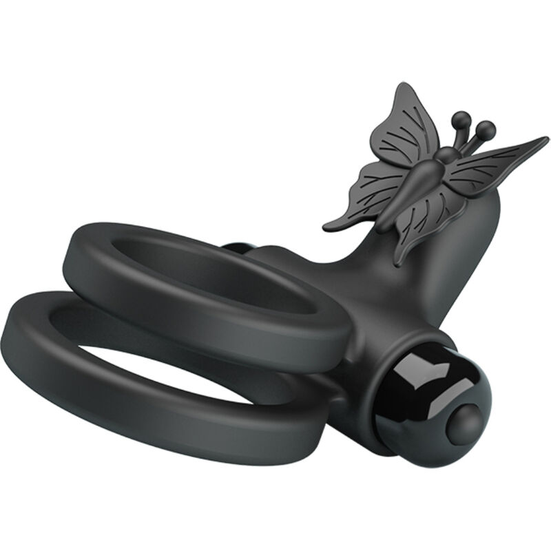 For Him-Ring Vibrator Doppel mit Stimulator Schwarz-Silikon, 10 Geschwindigkeiten · Sextoys (Bild 2)
