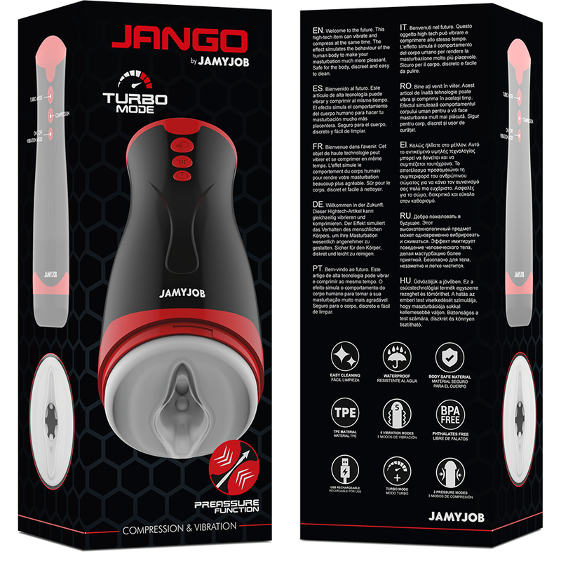 Jamyjob-Jango Masturbator mit Kompression und Vibrationen-Silizium, 5 · Sextoys (Bild 7)
