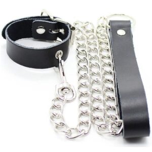 Ohmama Fetish-Halskette Penis und Lederarmband mit Metallkette · Spielzeug aus Glas & Metall