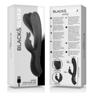 Black&silver-Jamie Rabbit Stimulator Silikon Wiederaufladbar · Vibratoren (Bild 3)