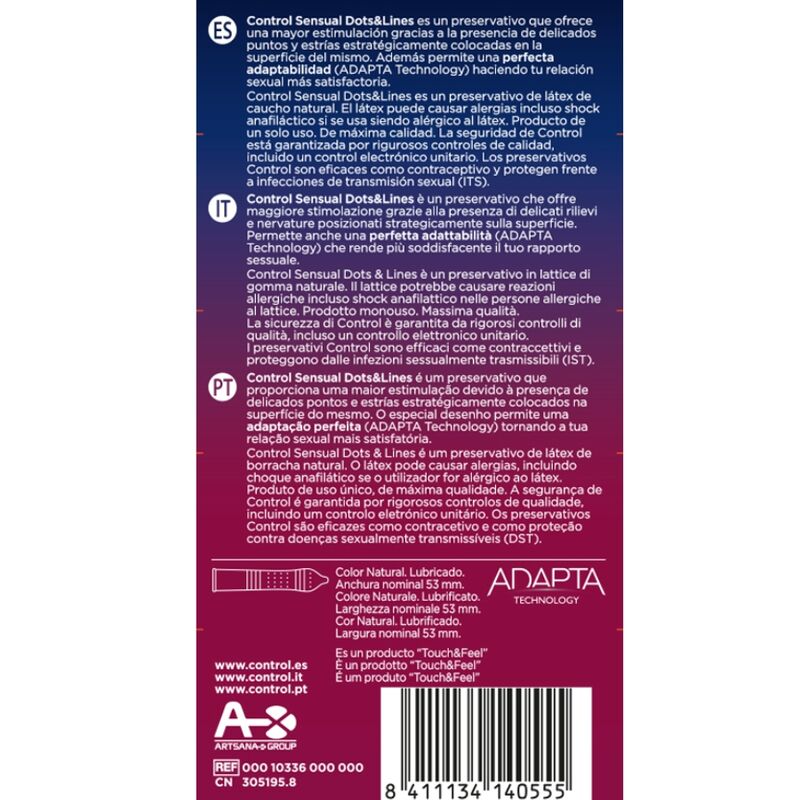 Control Condoms-Sensual Dots & Lines Kondom Textured, 12 · Kondome (Bild 2)
