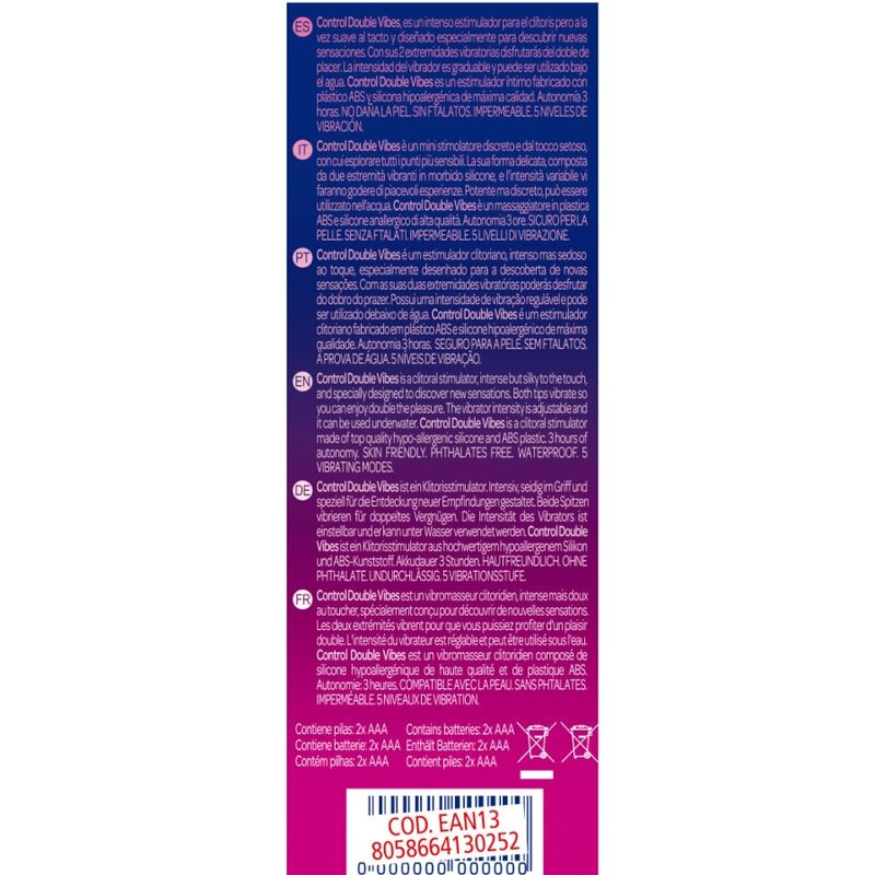 Control Toys-Double Vibes Stimulator-Silikon, 5 Geschwindigkeiten · Vibratoren (Bild 2)