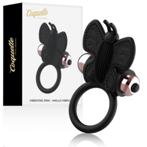 Coquette Toys-Ring Vibrator Schmetterling Schwarz/Gold-Silikon · Sextoys