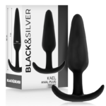 Black&silver-Kael Analplug in Silikon mit wassersicherer Schleife · Sextoys