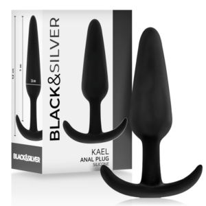 Black&silver-Kael Analplug in Silikon mit wassersicherer Schleife · Sextoys