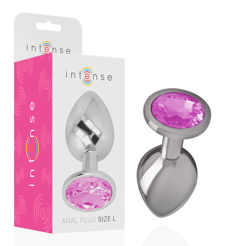 Intense Anal Toys-Analplug Metall Aluminium mit Rosa Kristall · Spielzeug aus Glas & Metall