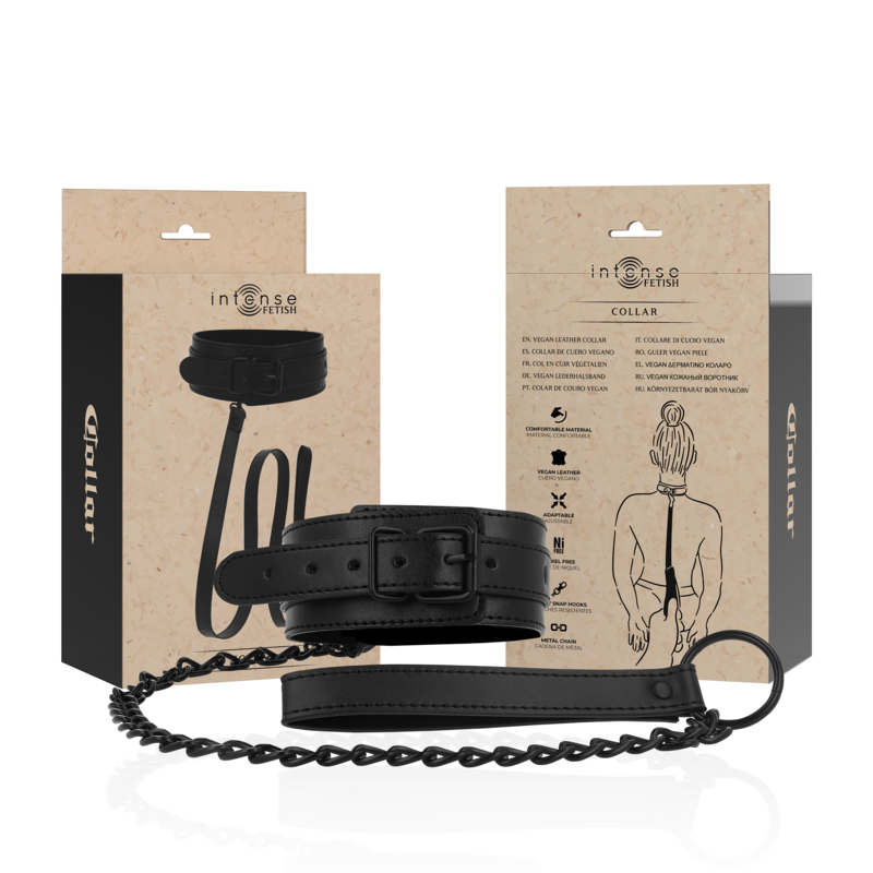 Intense Fetish-Halskette aus veganem Leder · Bondage & Handschellen
