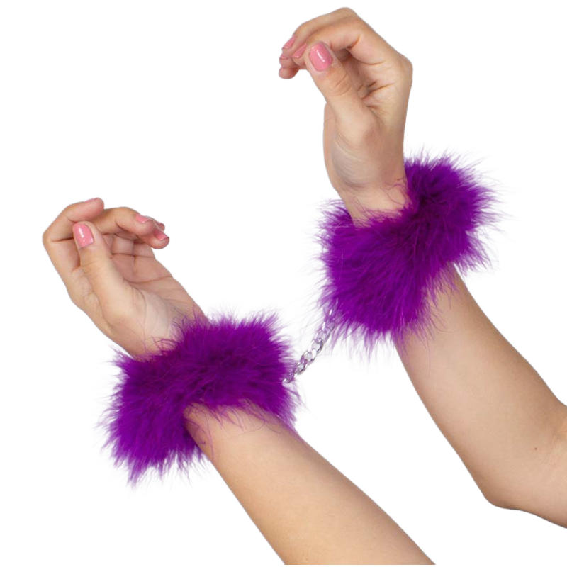 Secretplay 100% Fetish-Handschellen mit Marabou Lila · Sextoys