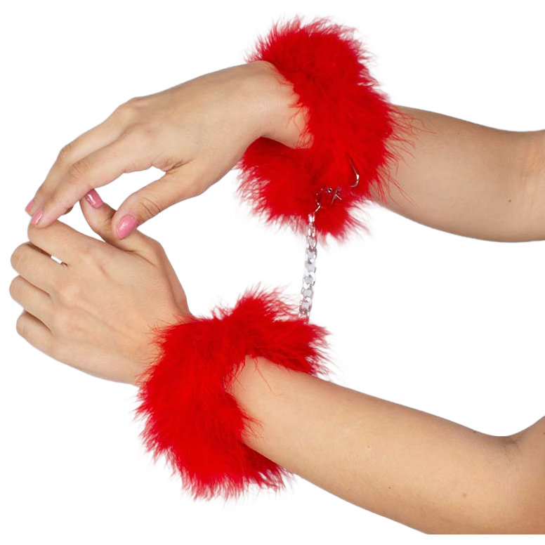 Secretplay 100% Fetish-Handschellen mit Marabou Rot-Metal · Sextoys